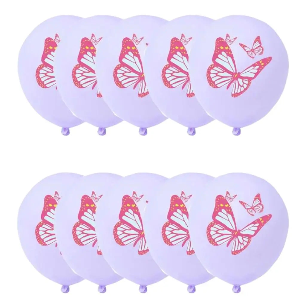 12-inch Purple Butterfly Latex Balloons 10pk