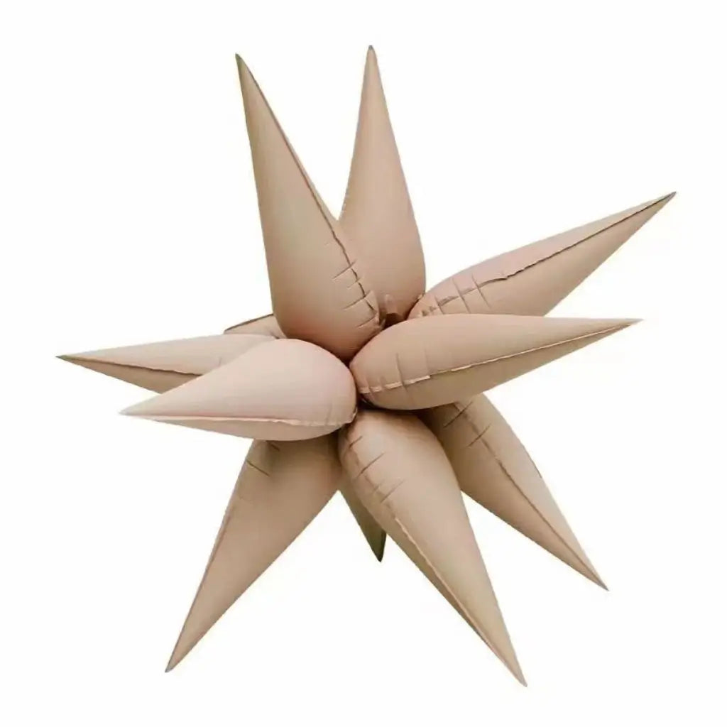 12 Point 3D Burst Star Matte Caramel Foil Balloon