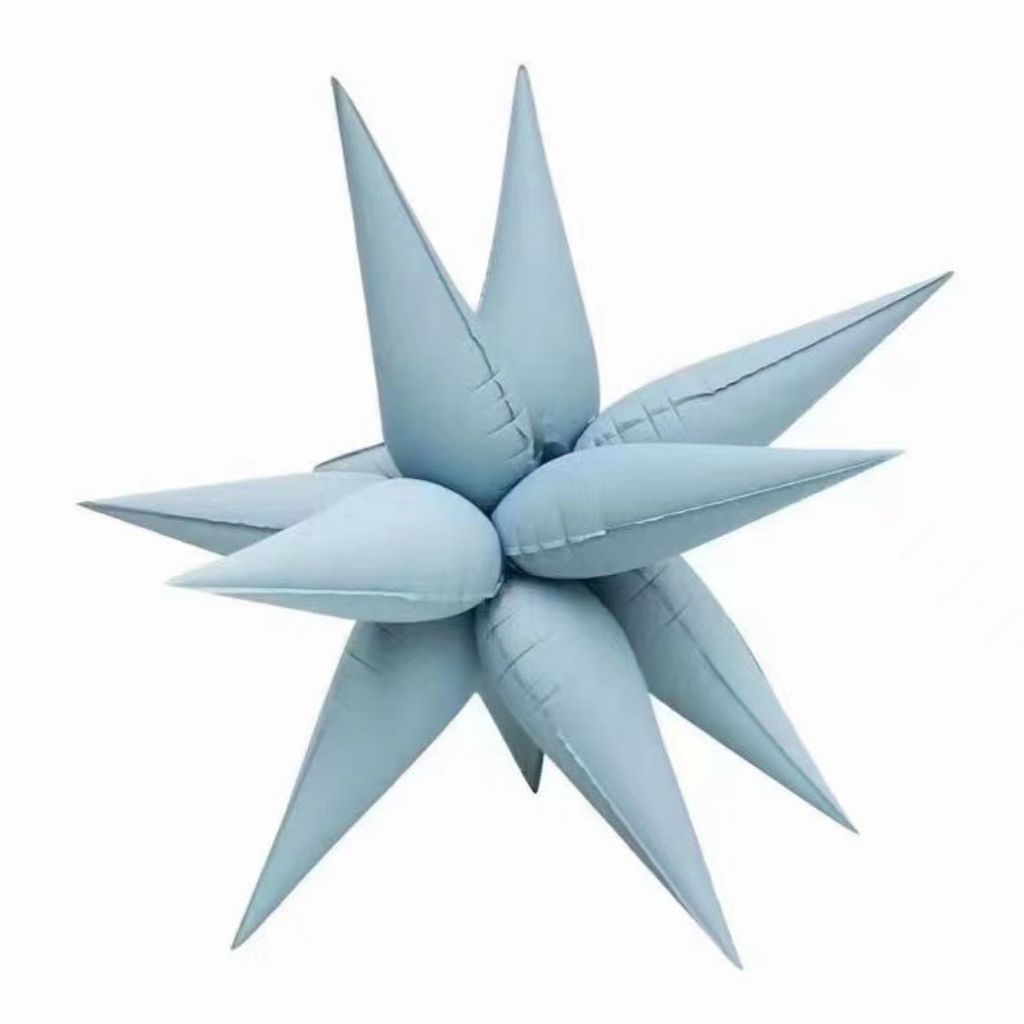 12 Point 3D Burst Star Matte Blue Foil Balloon