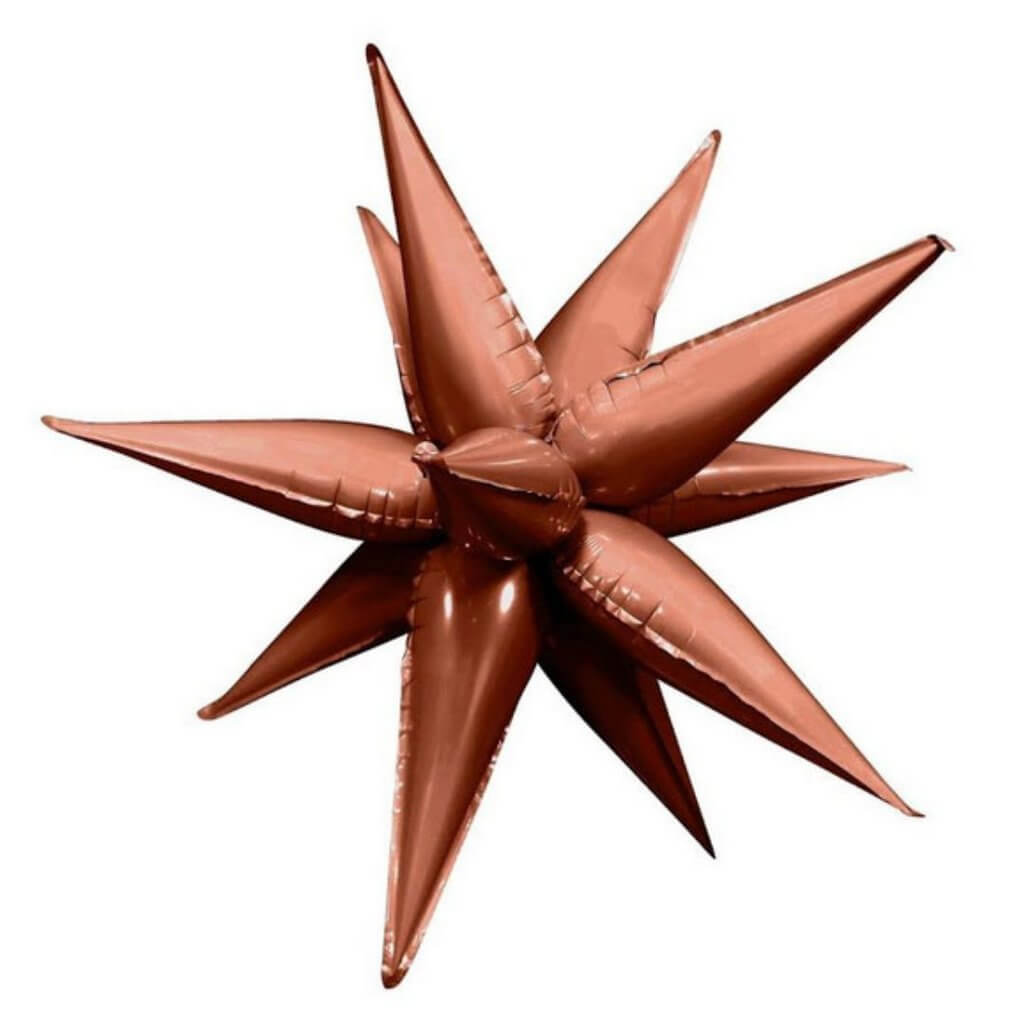 12 Point 3D Burst Star Matte Chocolate Foil Balloon