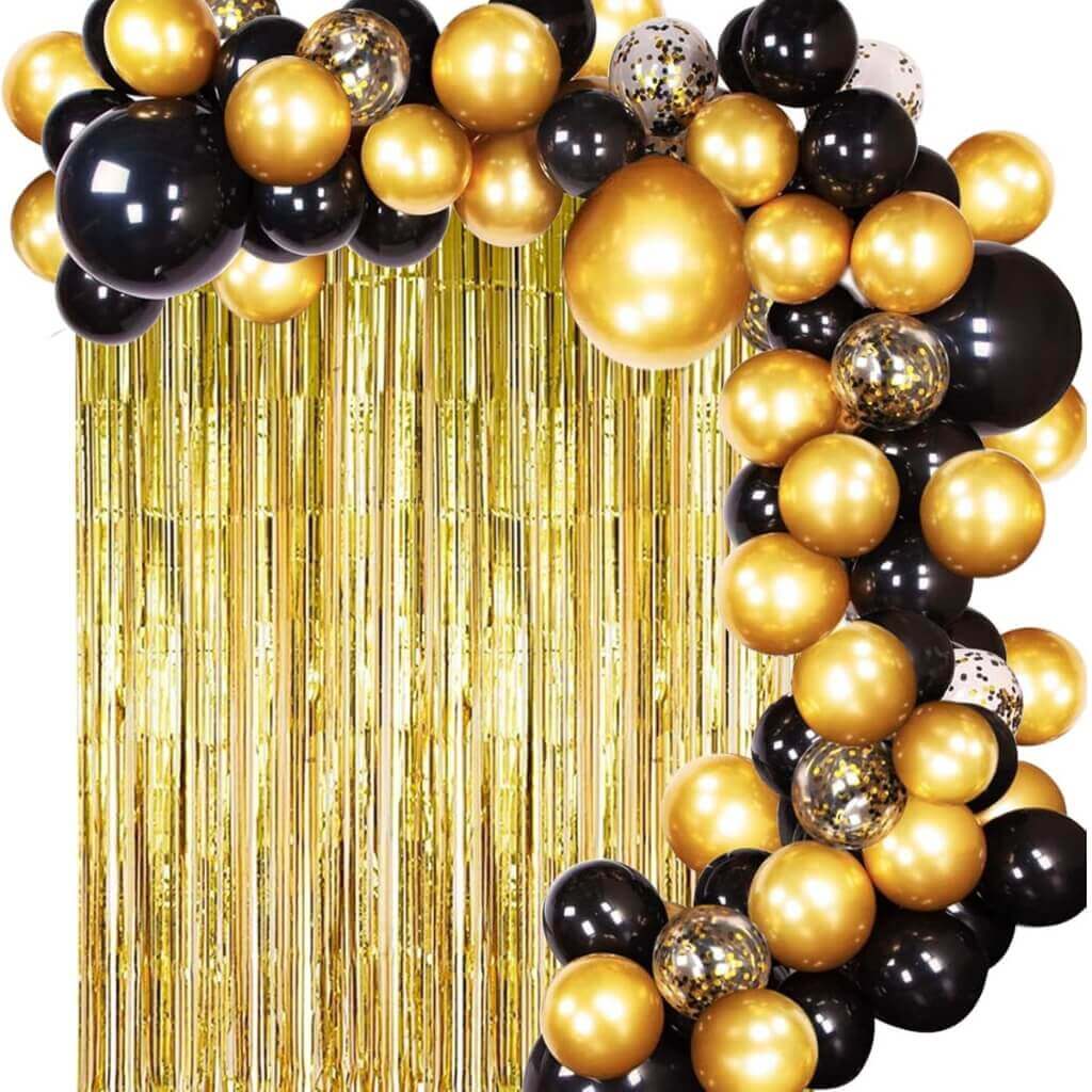 Black & Gold Balloon Garland Kit 126pk christmas new year birthday party backdrops