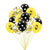 Yellow Bumble Bee Latex Balloon Bouquet - Black Dots & Gold Confetti