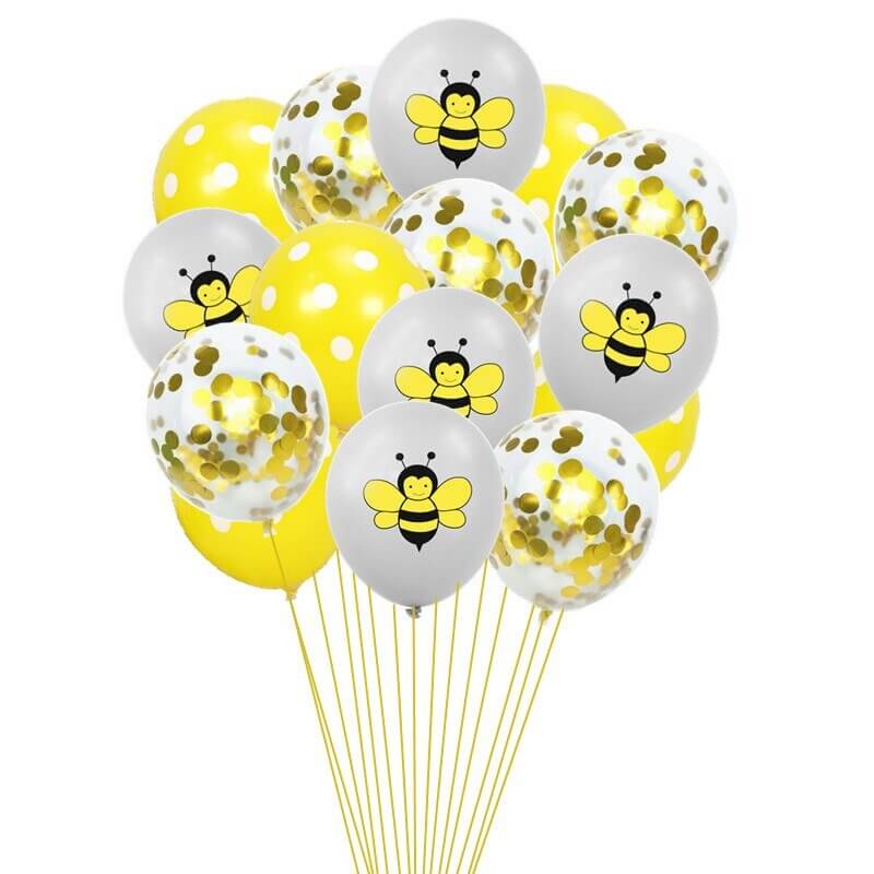 Huge, Mylar Honey Bee Balloons Set - Pack of 33, Bee Party Decorations, Bumble Bee Balloons, Confetti Balloons for Bee Birthday Party Decorations, Bumblebee Foil Balloons