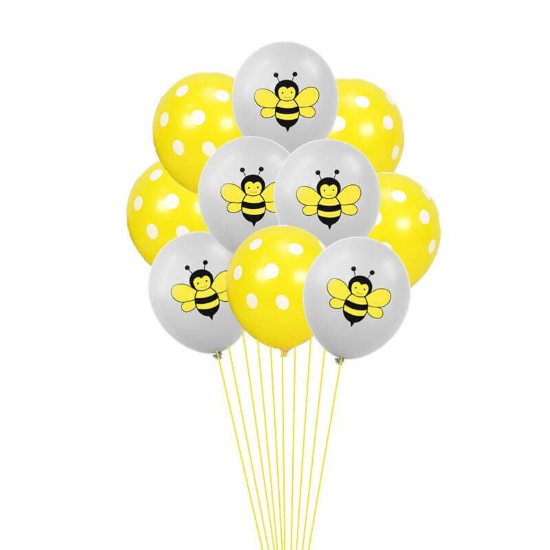 Grey Bumble Bee & Yellow Dot Latex Balloon Bouquet