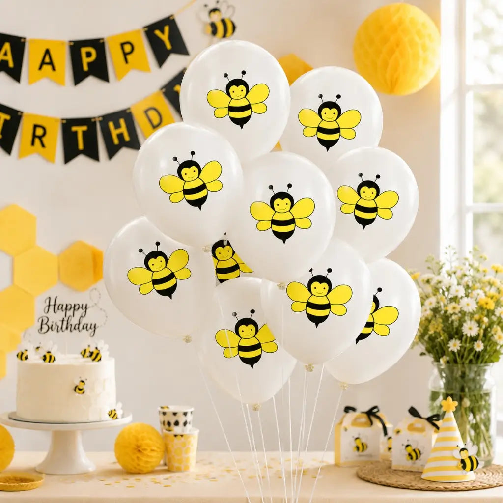 Grey Bumblebee Latex Balloons 30cm 10pk