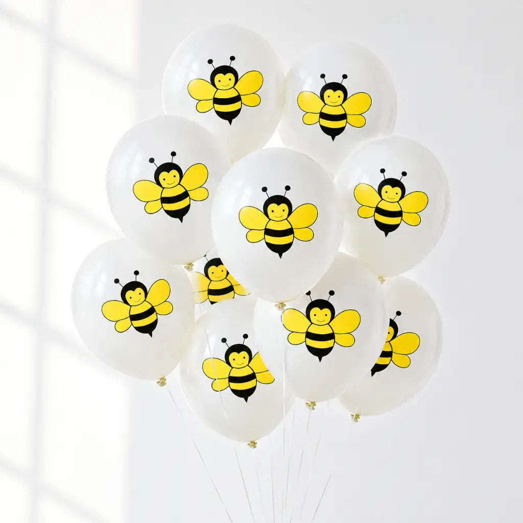 Grey Bumblebee Latex Balloons 30cm 10pk