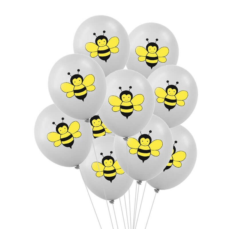 Grey Bumblebee Latex Balloons 30cm 10 Pack