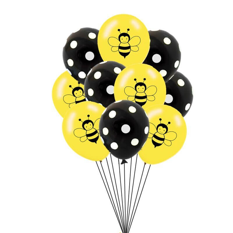 Yellow Bumble Bee & Black Polka Dot Latex Balloon Bouquet
