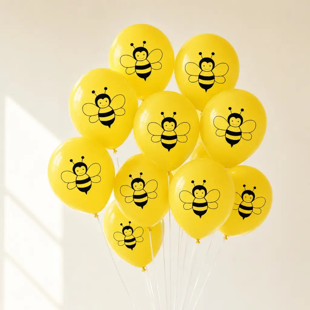 Yellow Bumblebee Latex Balloons 30cm 10pk