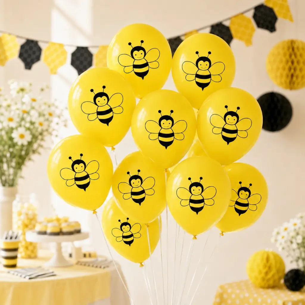 Yellow Bumblebee Latex Balloons 30cm 10pk