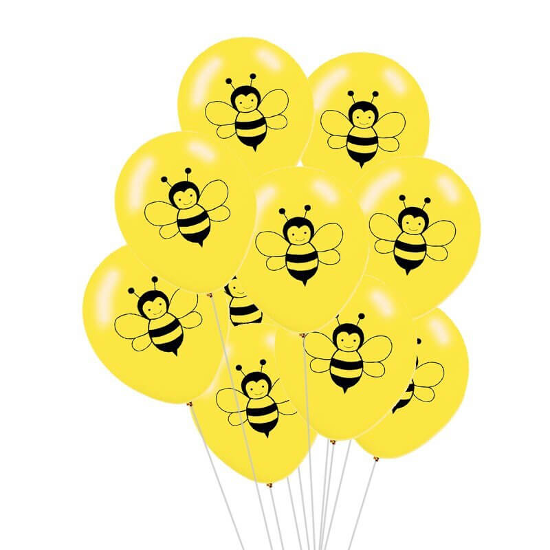 30cm Yellow Bumblebee Latex Balloons 10 Pack