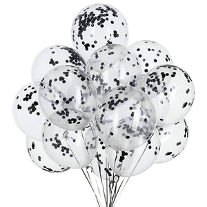 12-inch black Foil Confetti Latex Balloons 10pk