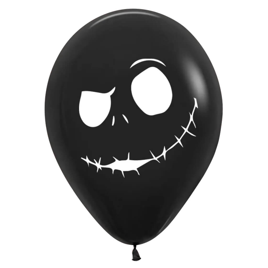 Pack of 10 12-inch Black Spooky Ghost Face Latex Balloons - Halloween Party Decorations