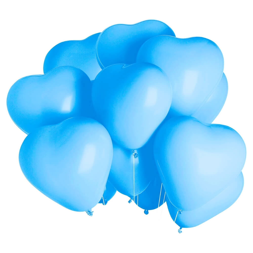 12-inch Blue Heart Latex Balloons 10pk
