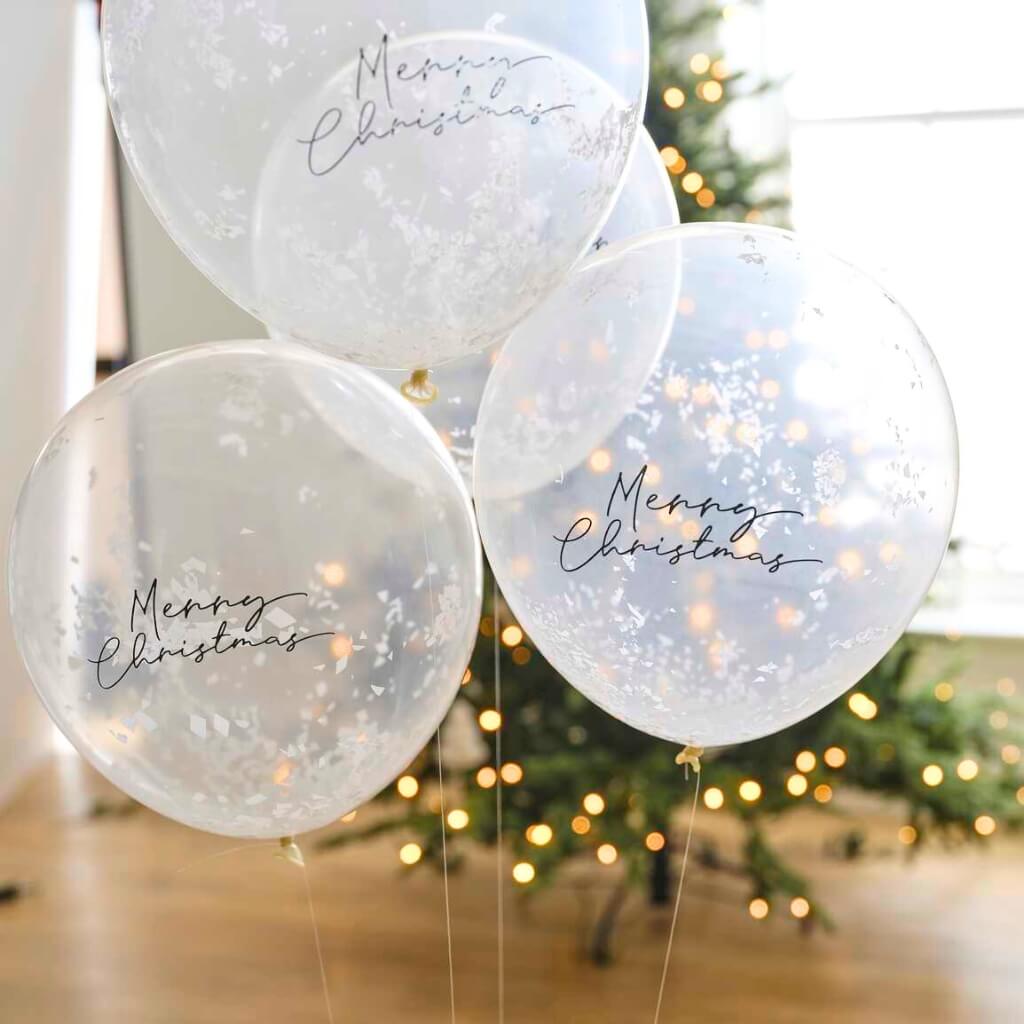 Nordic Noel Merry Christmas Confetti Balloons with balloon Tails 5pk