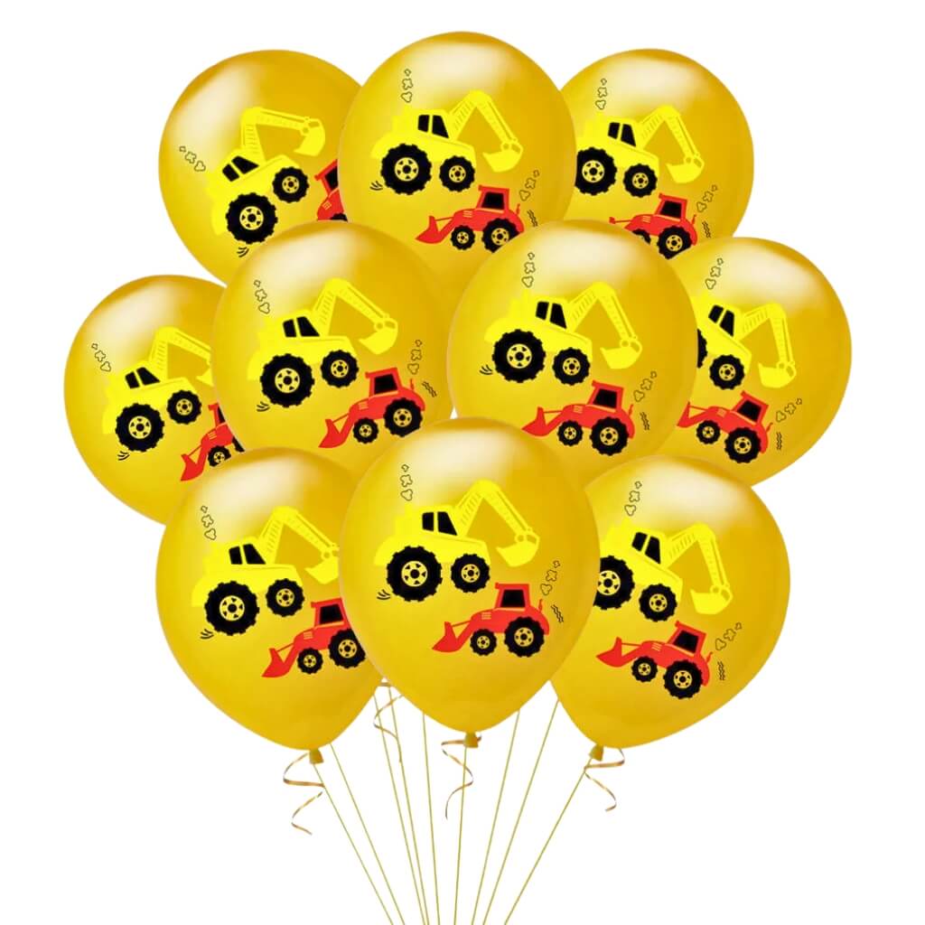 Pack of 10 12inch Construction Truck Orange Latex Balloons kids birthday party decor
