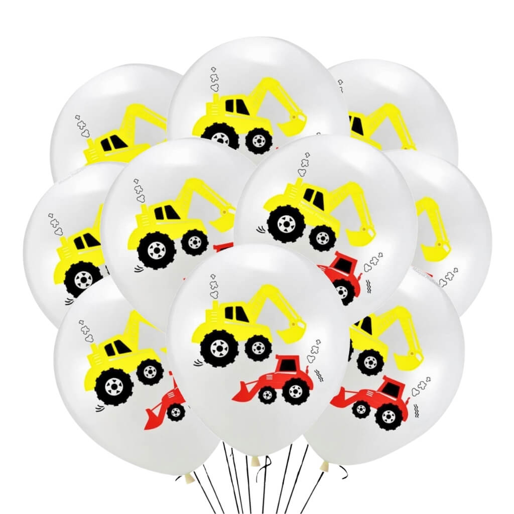 Pack of 10 12inch Construction Truck Orange Latex Balloons kids birthday party decor