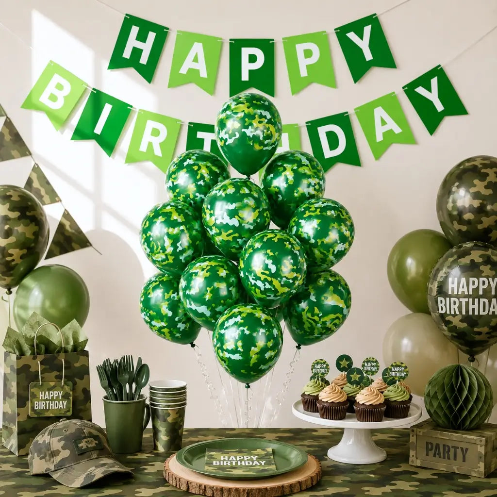 12-inch Army Camouflage Latex Balloons 10pk