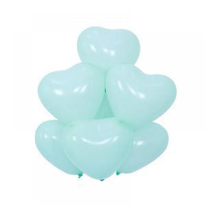 12-inch Macaron Heart Latex Balloons - Tiffany Blue