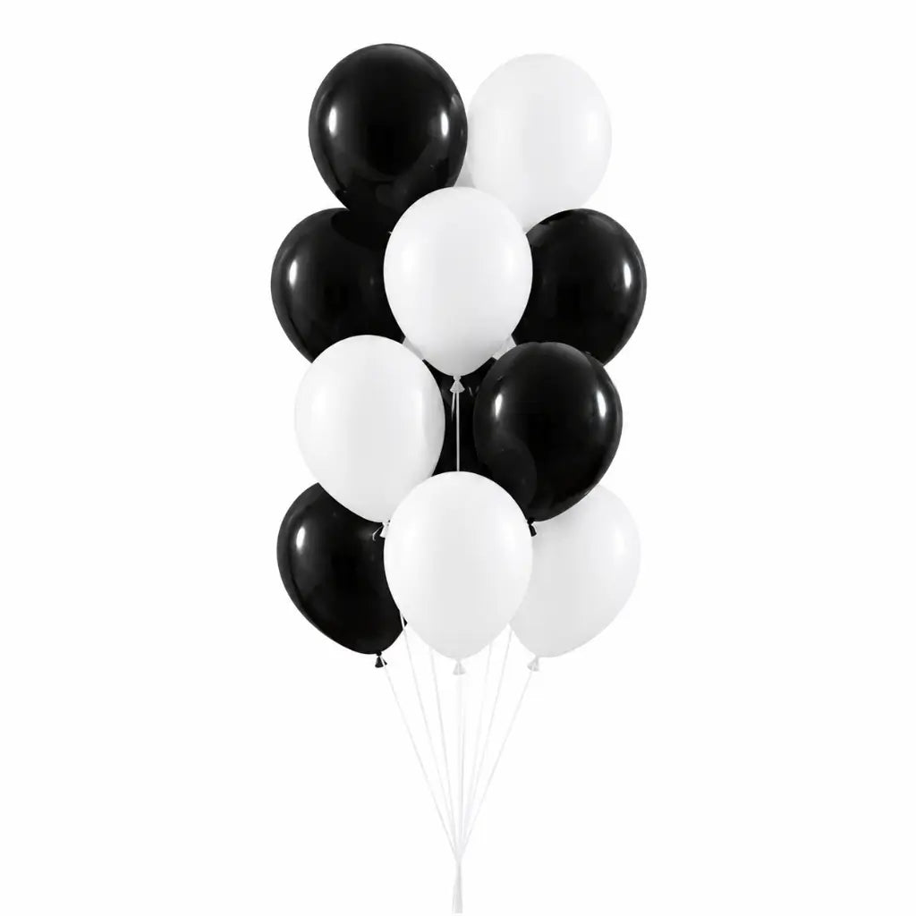 12-inch Black and White Latex Balloons 10pk monochrome 