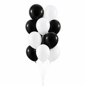 12-inch Black and White Latex Balloons 10pk monochrome 