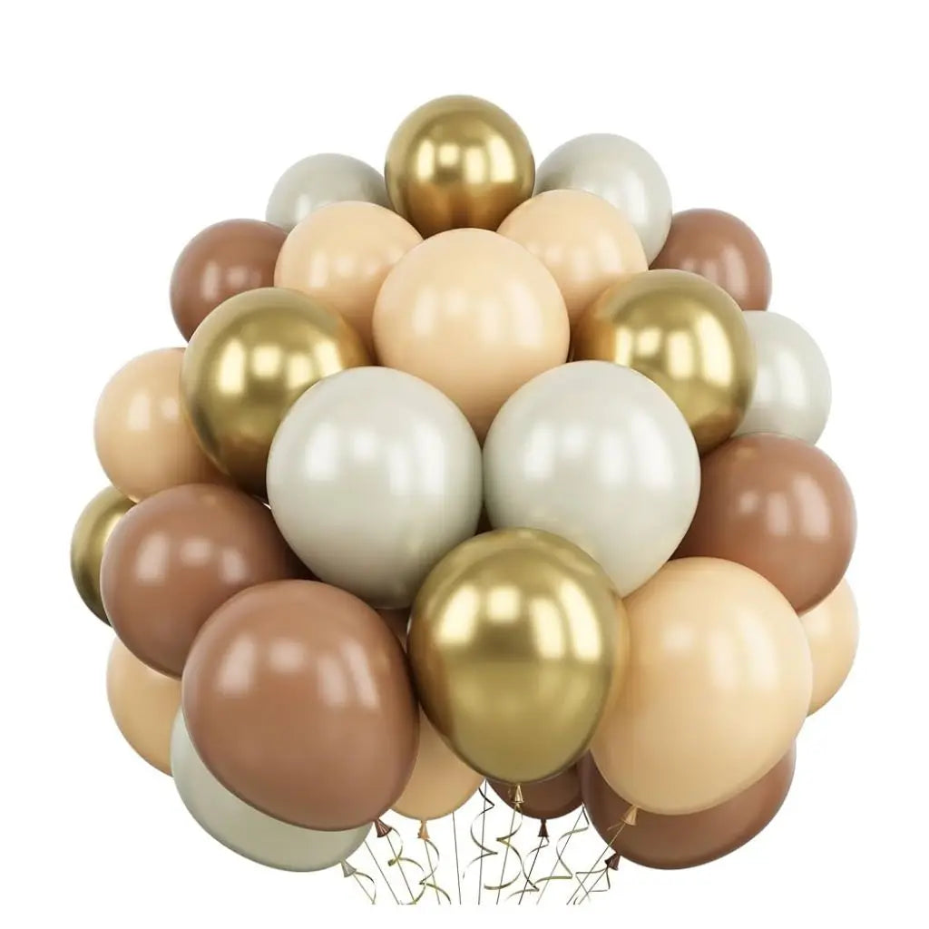 12-inch Retro Brown Ivory Balloon Bouquet 30pk