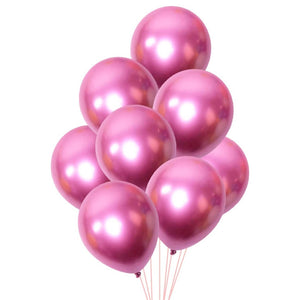 12inch metallic chrome hot pink latex balloons pack of 6