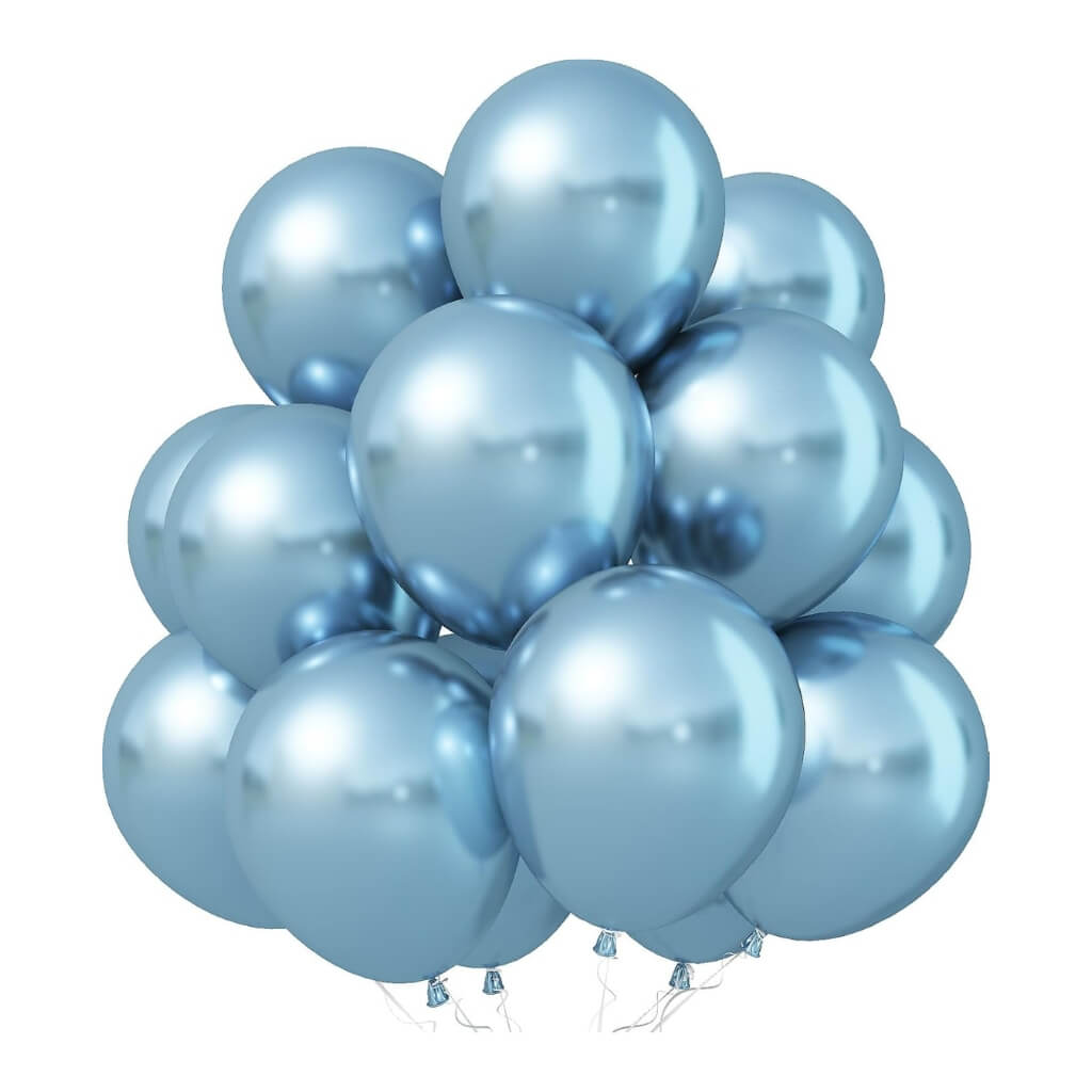 12inch chrome metallic light blue latex balloons party decorations