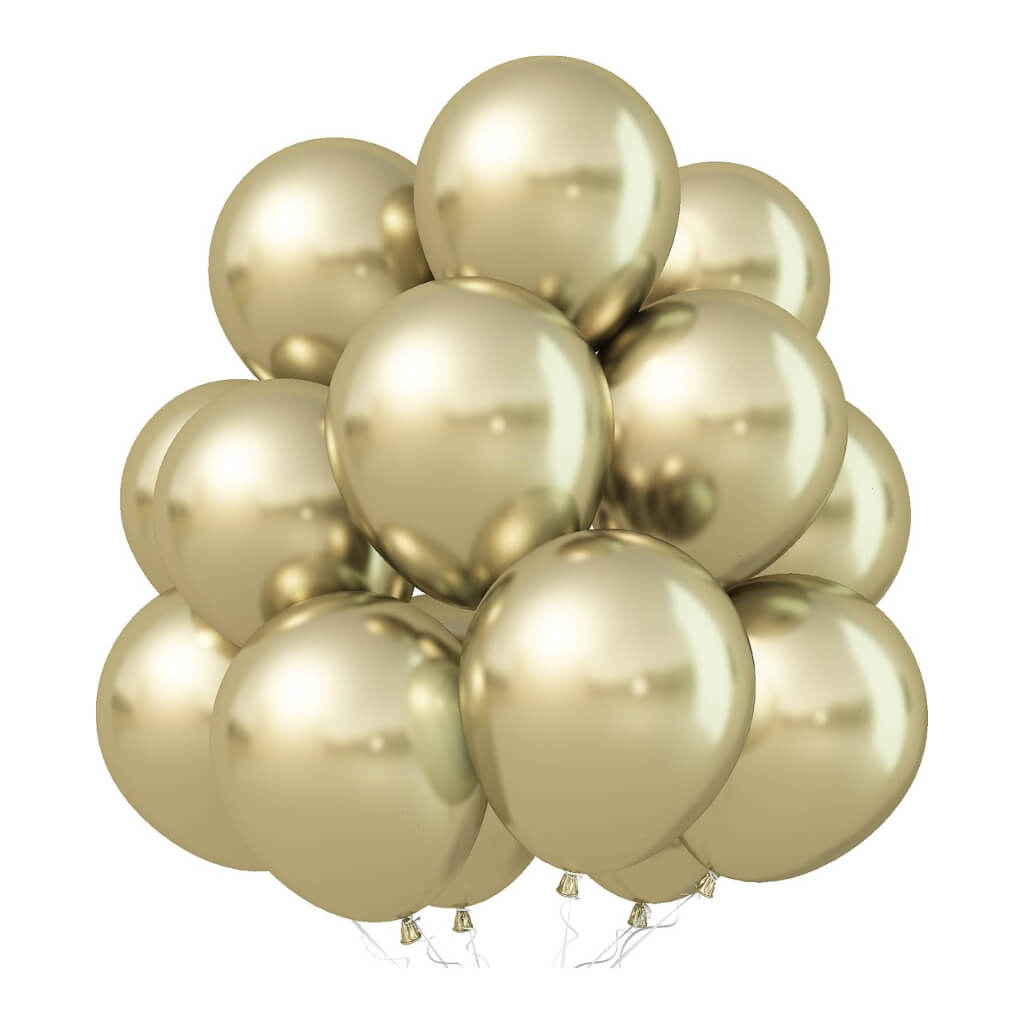 12inch metallic chrome light gold latex balloons