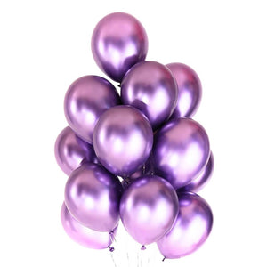 12inch metallic chrome purple latex balloons pack of 6