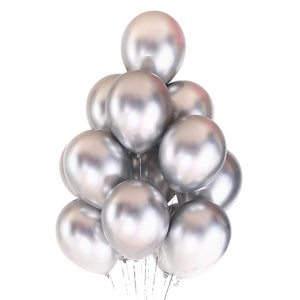 12inch metallic chrome silver latex balloons pack of 6