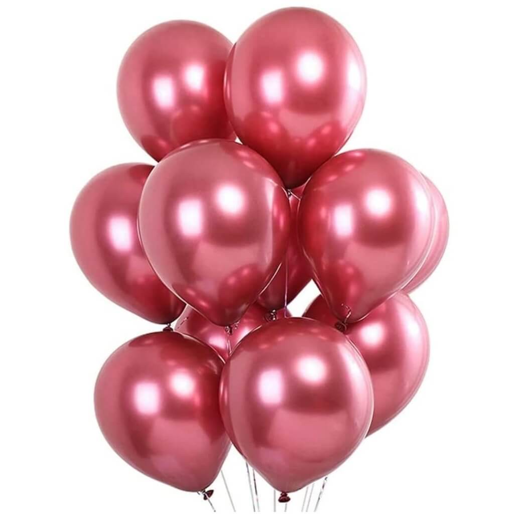 12inch metallic chrom red latex balloons 10 pack
