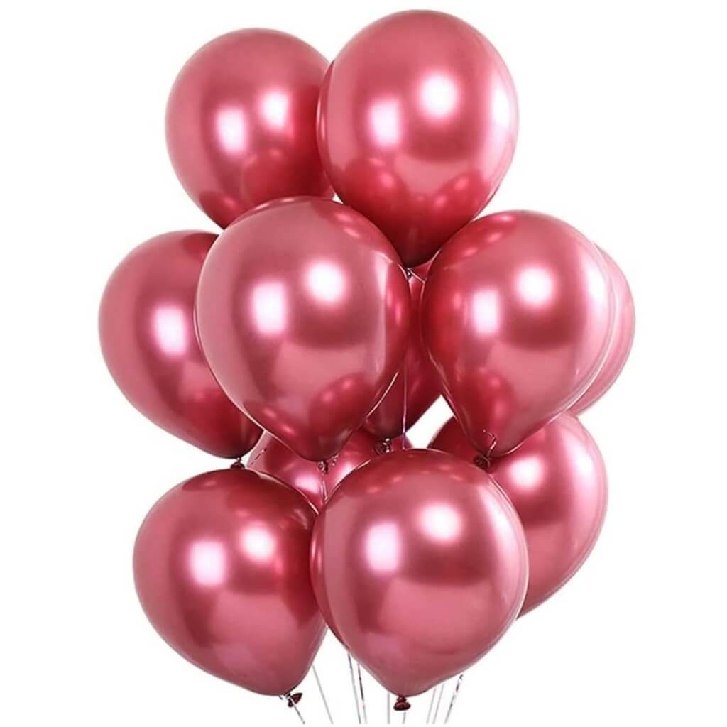 12'' Premium Metallic Chrome Latex Balloons (Pack of 6) - Online Party Supplies