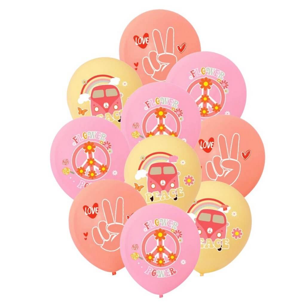 Feeling Groovy Retro Latex Balloons 30cm 10pk