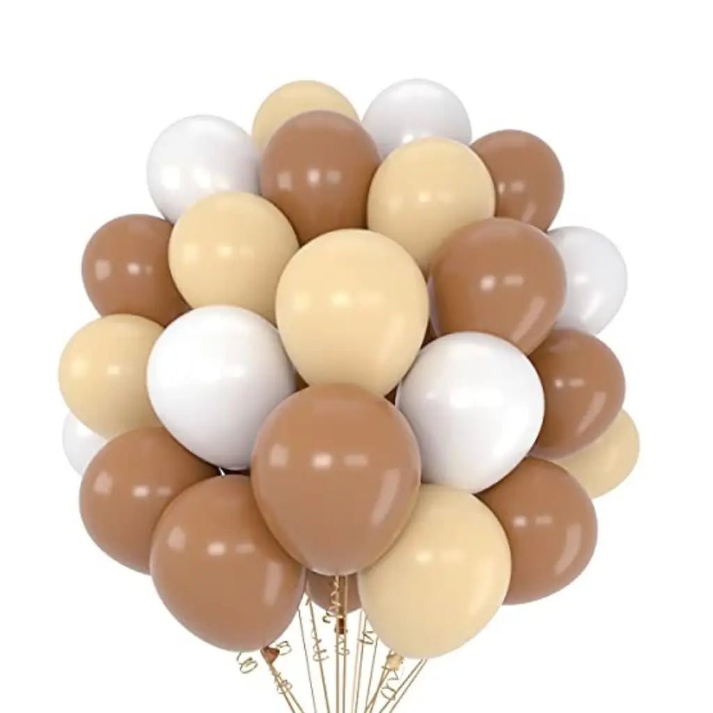 12-inch Retro Brown White Balloon Bouquet 30pk