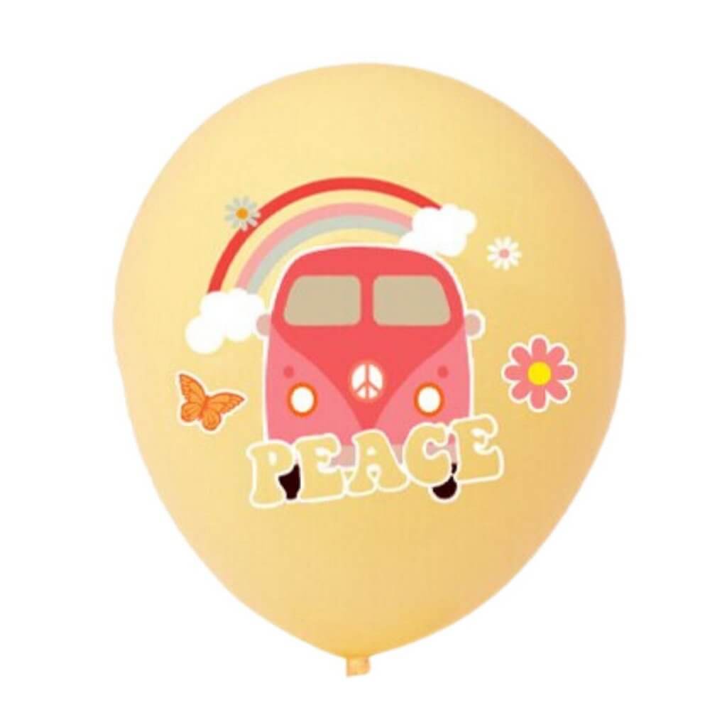 Retro Yellow Peace Kombi Latex Balloons 30cm 10pk