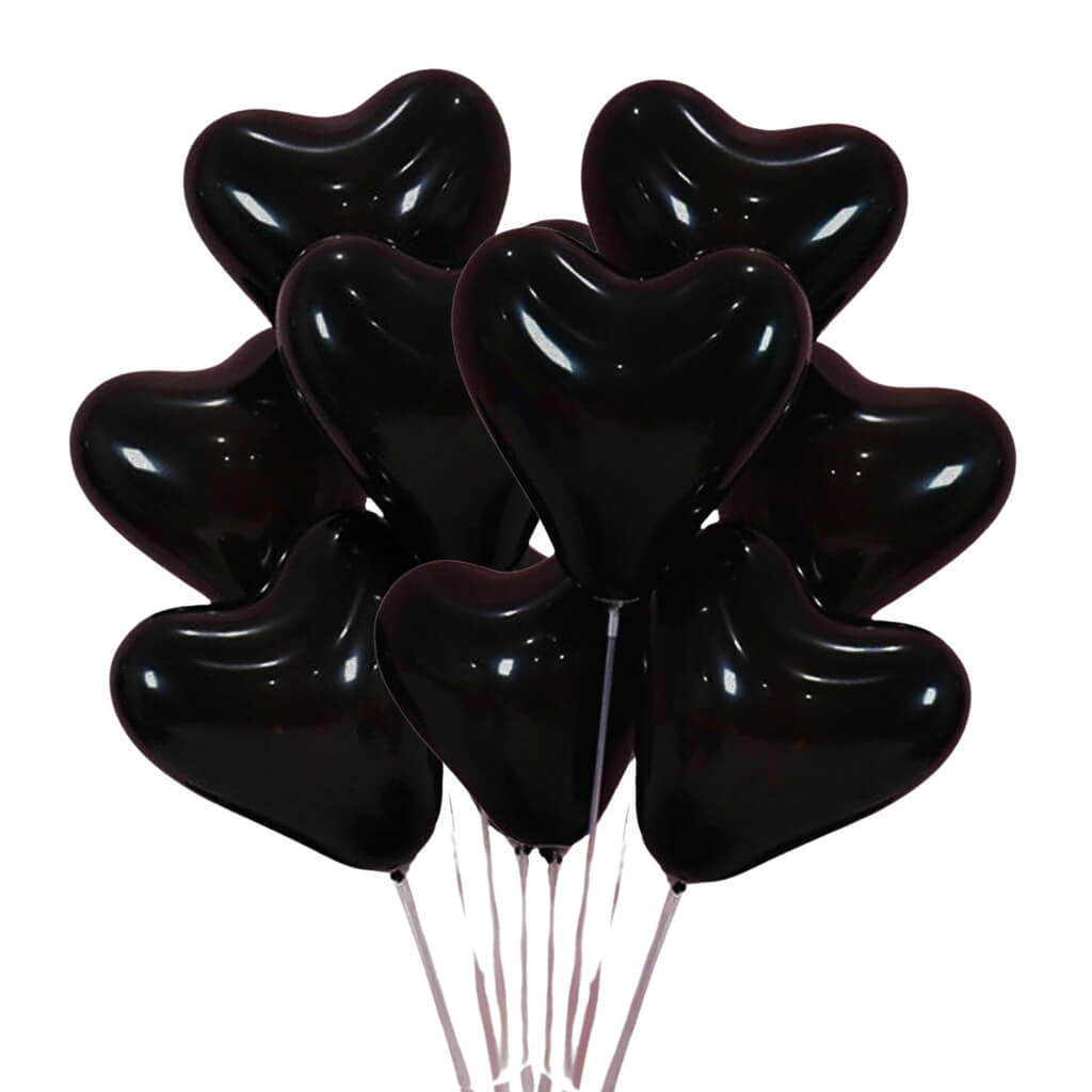 Romantic black heart latex party balloons 12inch 10 pack