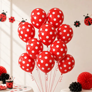 12-inch Red Polka Dot Latex Balloons 10pk
