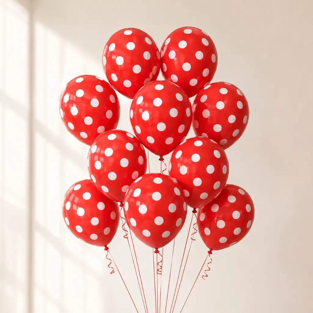 12-inch Red Polka Dot Latex Balloons 10pk