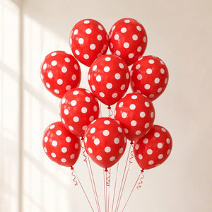 12-inch Red Polka Dot Latex Balloons 10pk