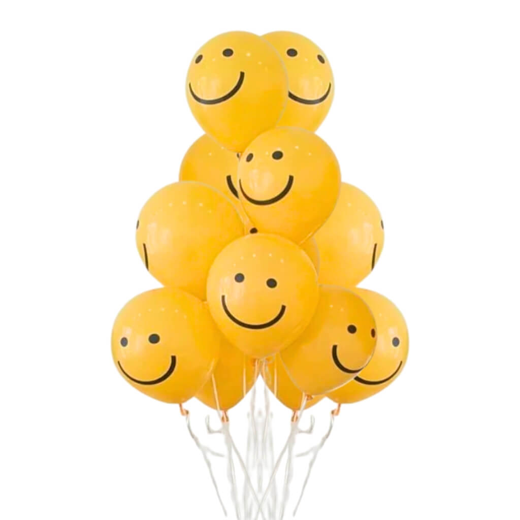 12-inch Yellow Smiley Face Latex Balloons 10pk