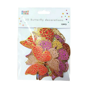 3D Magnetic Butterfly Decals Decorations 12 Pack - Multicolour