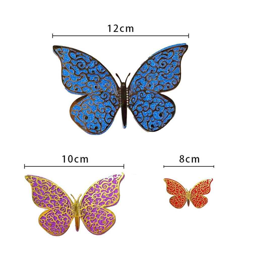3D Magnetic Multicolour Butterfly Decorations 12 Pack | Party Supplies