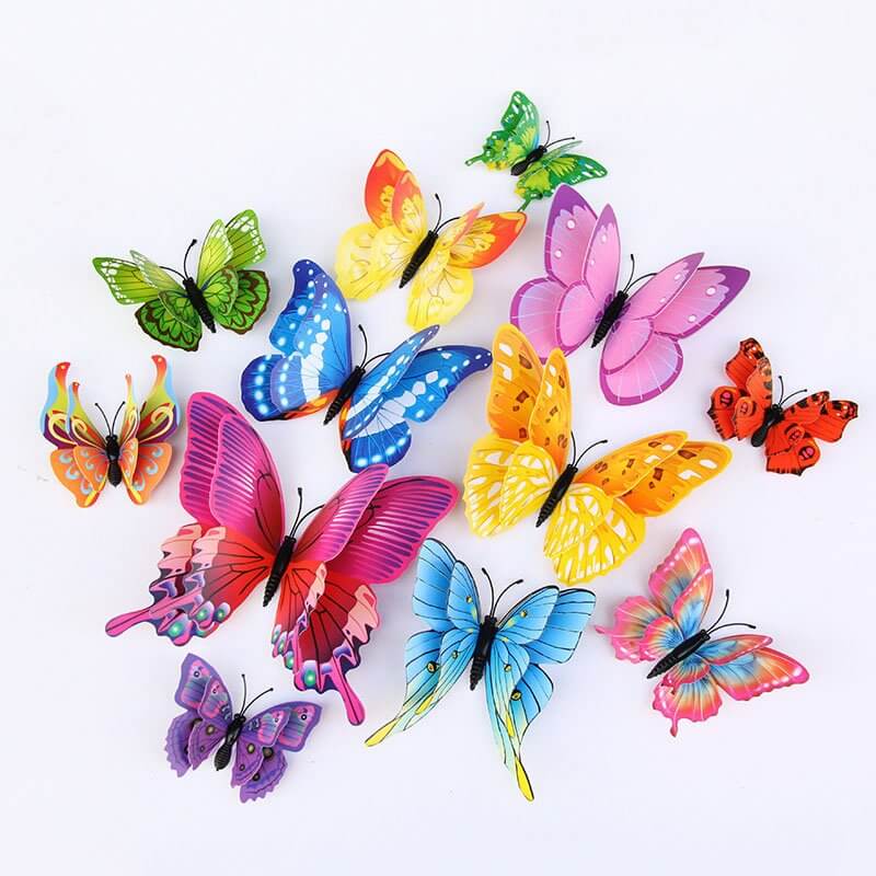 3D Rainbow Butterfly Magnetic Stickers 12 Pack - Style 2