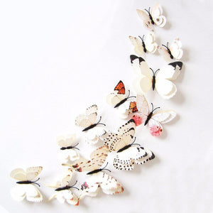 3D White Butterfly Magnetic Stickers 12 Pack