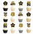 Black & Gold 40th Birthday Cupcake Toppers