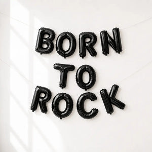 16-inch Black BORN TO ROCK Foil Balloon Banner