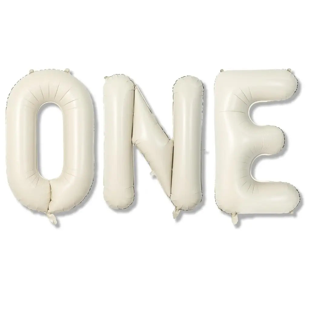 16-inch Cream ONE Foil Balloon Banner