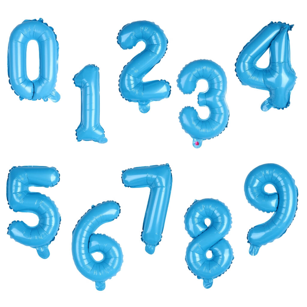 16-inch Baby Blue Number 0-9 Foil Balloon