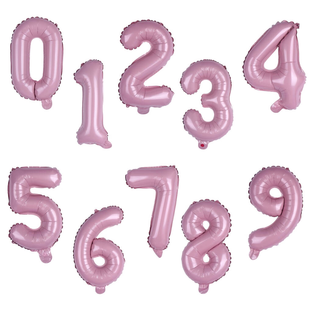 16-inch Baby Pink Number 0-9 Foil Balloon